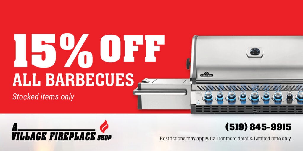 15% off All Barbecues. Stocked items only. For a limited time.